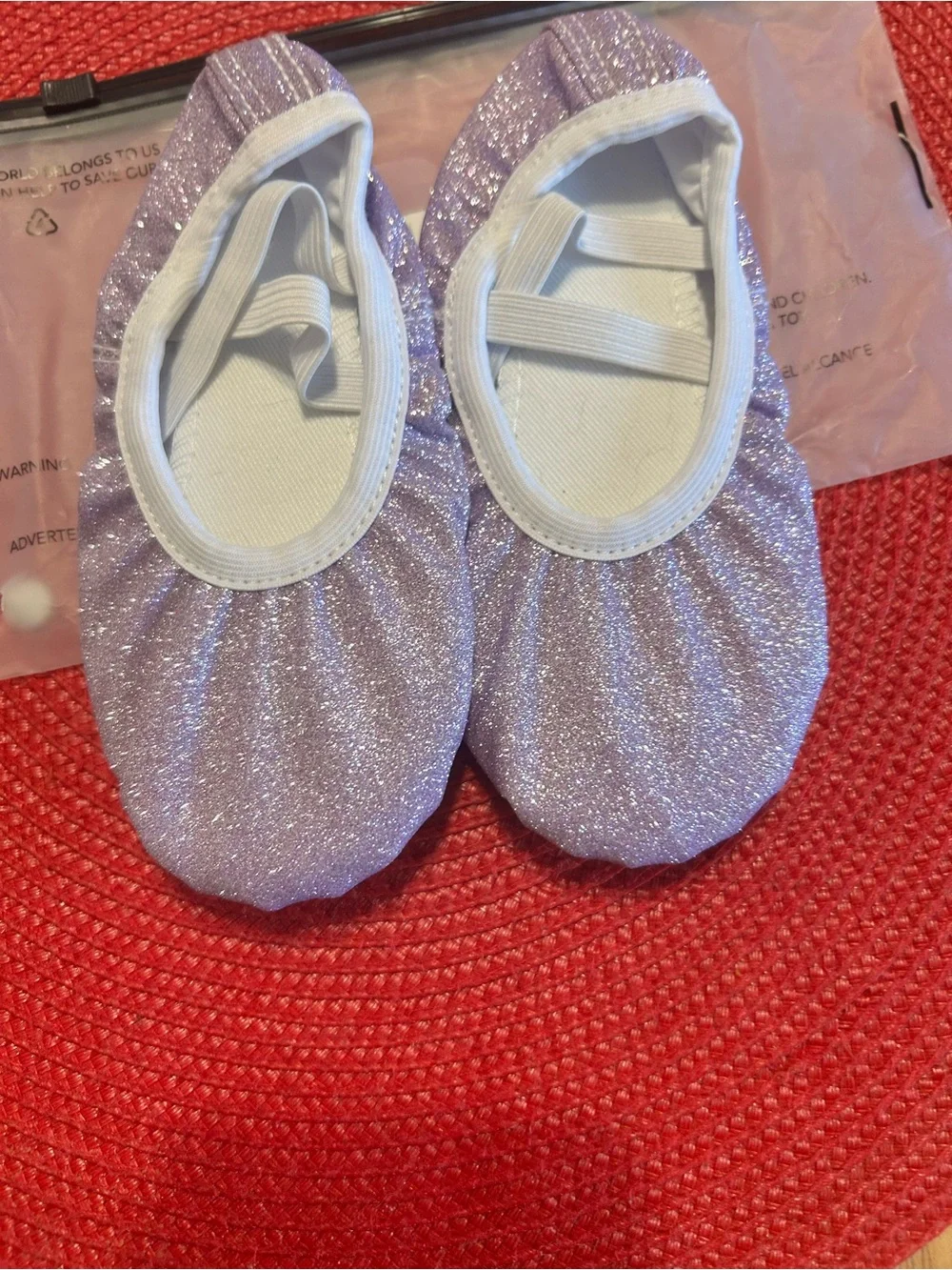 Kids Glitter Ballet Slip-On Slippers in Lavender - Unbranded